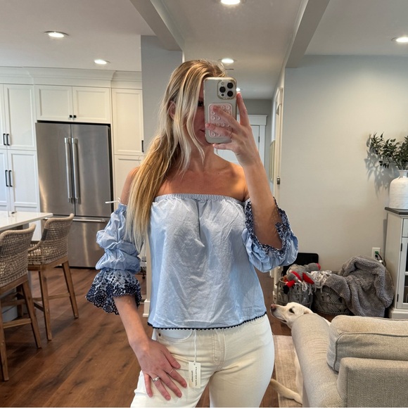 Zara Off the Shoulder Top Eyelet sleeves - Picture 5 of 5